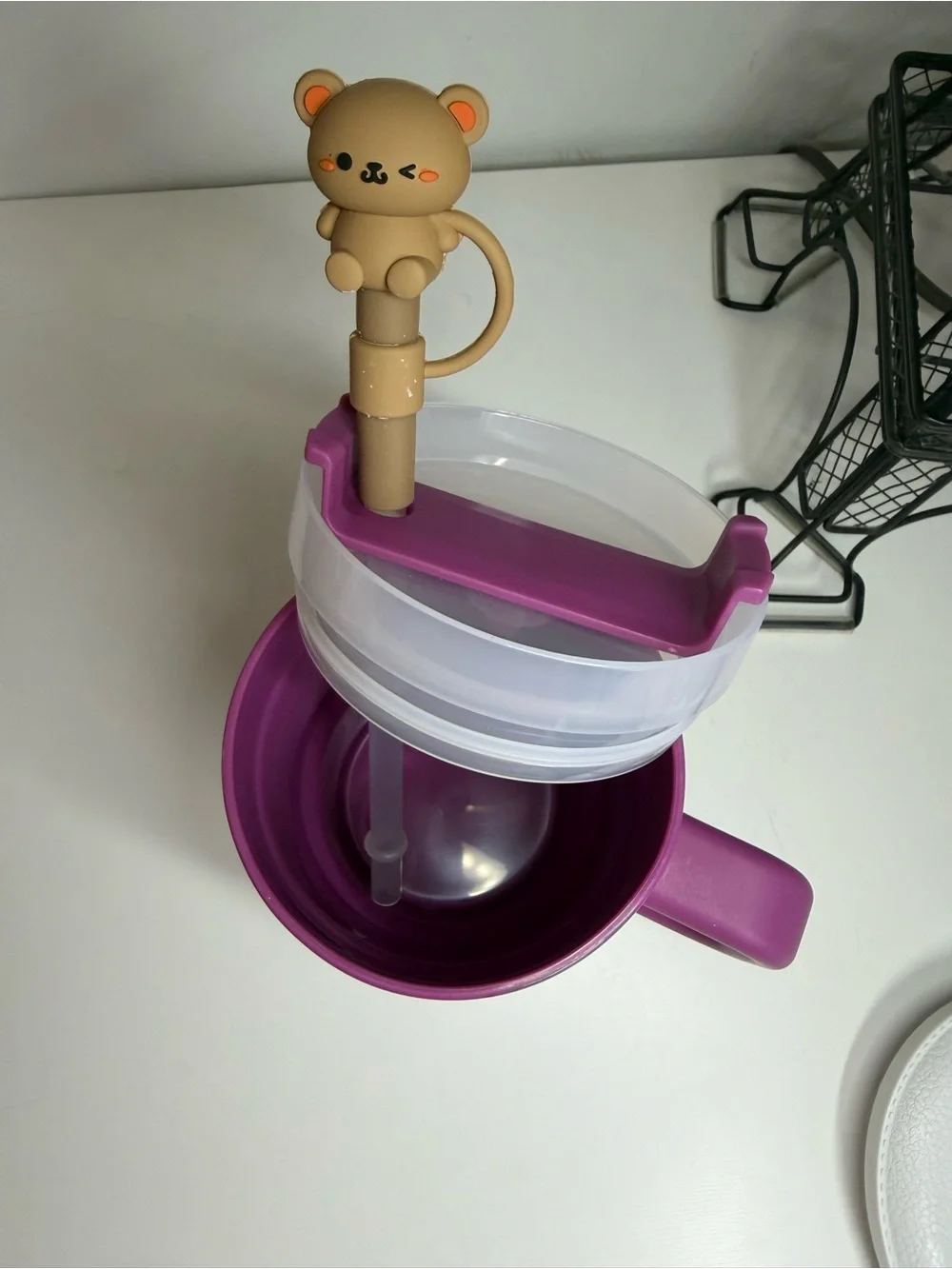Pretty Purple Bear Kids Travel Mug with Handle